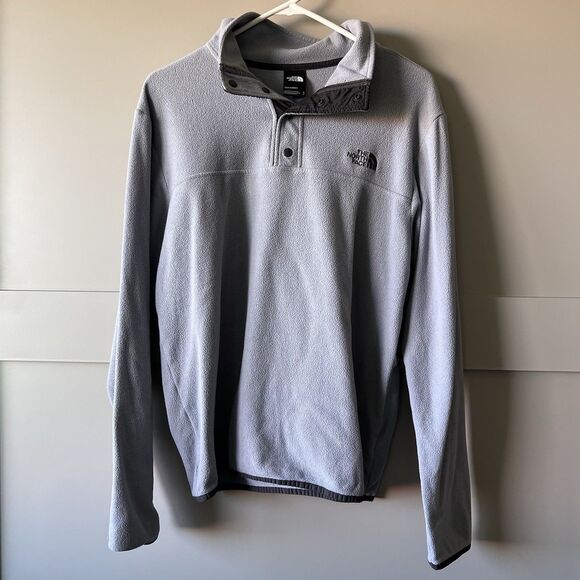 The North Face Fleece Pullover Sweater 1/4 Snap Button Mens Medium Gray Outdoor - Picture 1 of 12